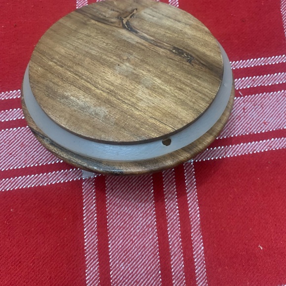 Blue and White Checkered Canisters with Wooden Lids, large - Picture 6 of 6